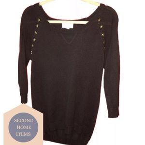 Dark Blue Knit Sweater w/ Bronze Stars
